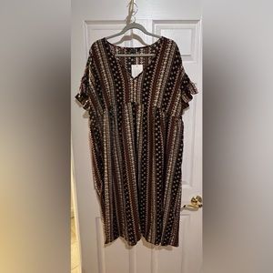 BloomChic Multicolored Bohemian Dress. Flutter Sleeves, deep pockets, Vneck.